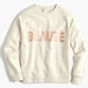 J. Crew Cream Sweatshirt with Pink 'Beauté' Print
